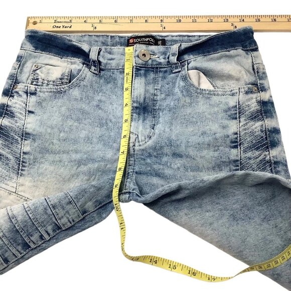 Southpole Moto Jeans Slim Straigth Leg Mid-Rise Blue Denim Womens Size 16 - Picture 10 of 14